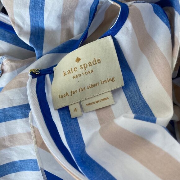 NWT Kate Spade New York stripe poplin cap-sleeve midi dress Womens 4 - Picture 11 of 12